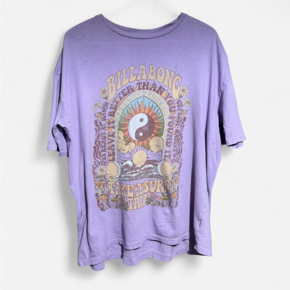 Billabong Lavender Take A Surf Trip Graphic Tee **Free Gift Wristlet** - Picture 2 of 5